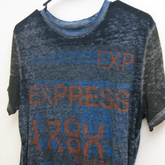 EUC blue Express logo graphic tee shirt M medium - Picture 2 of 4